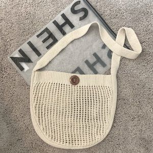 Button Decor Crochet Crossbody Bag